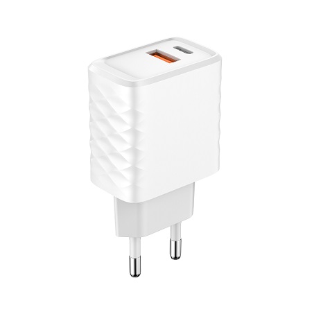 USB A+USB C PD20W+QC3.0 18W fast charging wall charger EU/US/UK/IN plug.CE FCC RoHS certificated