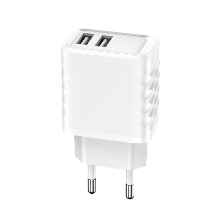 2USB-2.4A max.12W Wall charger  EU/US/UK/IN plug ,PC material ,White/Black color,CE FCC RoHS certificated