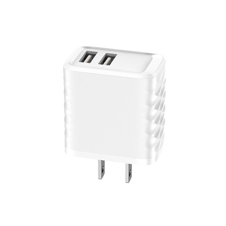 2USB-2.4A max.12W Wall charger US/EU/UK/IN plug ,PC material ,White/Black color,CE FCC RoHS certificated