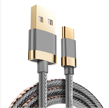 3A USB to Type C data cable ,3ft -3A , Gold Plated plug+Cowboy Denim material .CE FCC RoHS