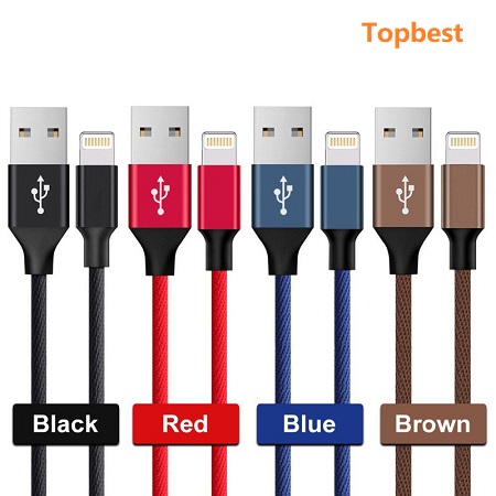 2.4A-1m Fabric braided USB data cable, USB to Lightning/USB to Type C/USB to Micro ,CE RoHS certificated