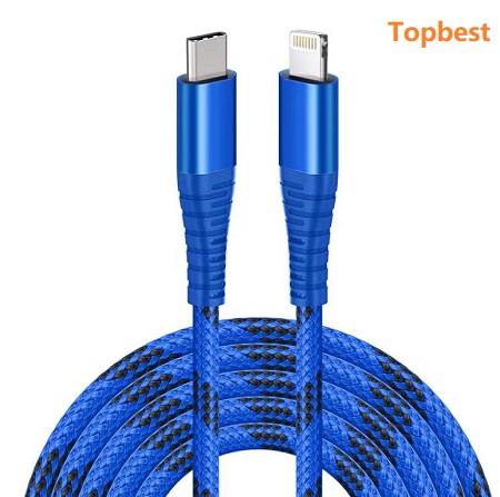 PD 20W 3A Type C to Lightning fast charging and data cable ,Nylon braided material ,1m/1.5m/2m length CE ROHS ,FCC