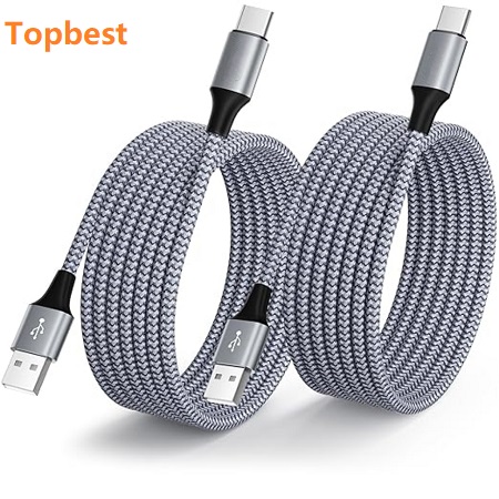 3A Fast Charging, USB A to Type C Charger Cable Braided for Samsung Galaxy S24 S23 S22 S21 S20 S10 S9 A54 A35 A15 A14, for iPhone 16 15 Pro Max Plus and more(Gray)