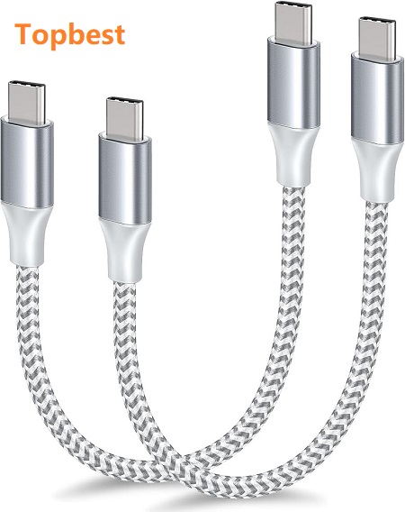  (1FT) Braided Short USB C to USB PD60W Cable, Type C 60W Fast Charging Cable for iPhone16 15 Pro Max Samsung Galaxy S24 S23 S22 MacBook/Pad, Pixel and more