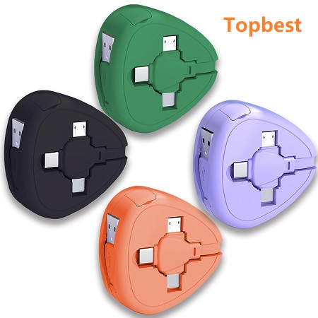 Three in One Charging Cable Cord 3 in 1 Retractable Cord，Hanging Rope is Convenient to Carry USB Cable Fast Charger Compatible IP/Type-C/Micro USB Devices 